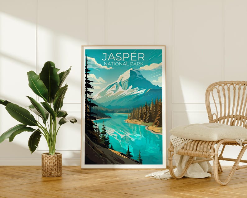 Jasper National Park Poster, Canada Print, Rocky Mountains Wall Art, Jasper Poster, Canada Travel Poster, Home Decor, Birthday Gift