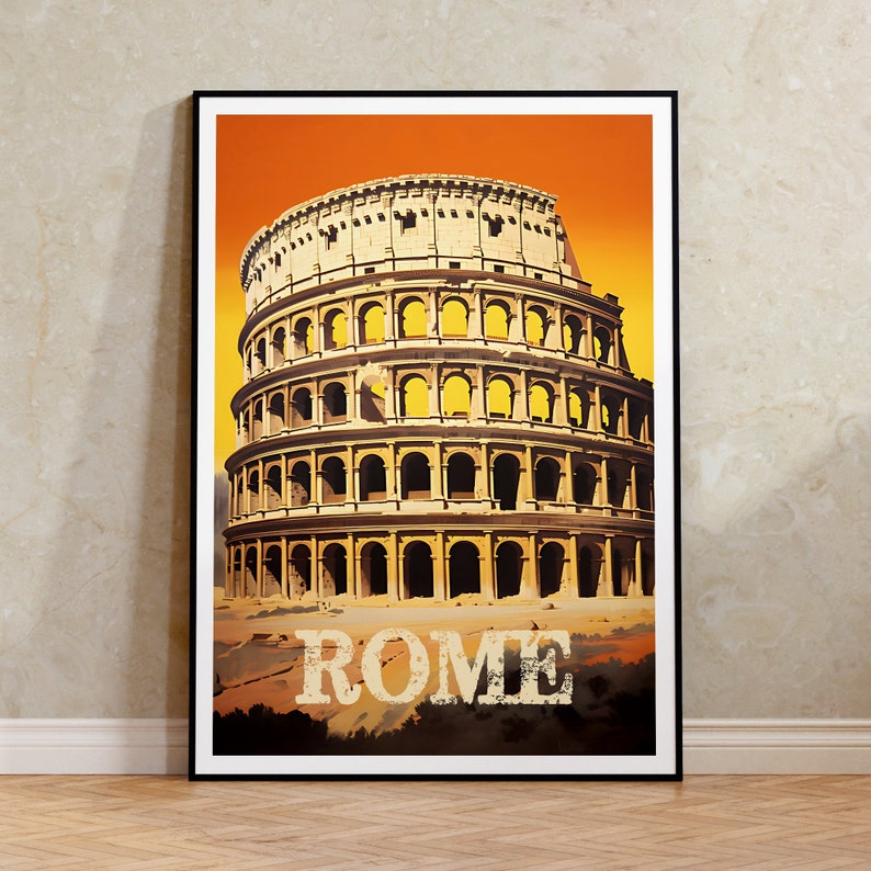 Rome Travel Poster, Italy Wall Art, Italy Print, Rome Poster, Colosseum Poster, Europe poster, Rome Art, Italy Art, Retro Rome poster