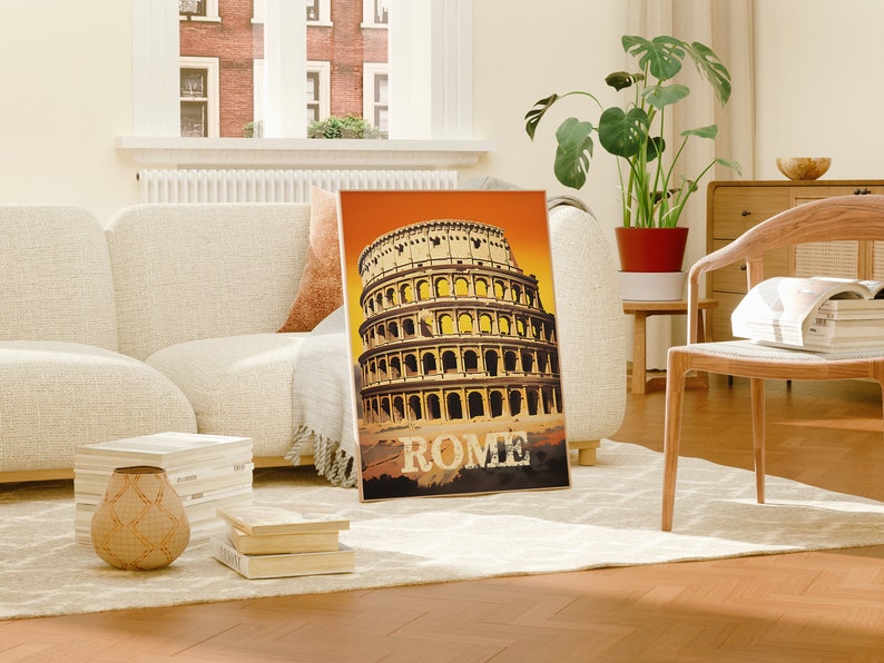 Rome Travel Poster, Italy Wall Art, Italy Print, Rome Poster, Colosseum Poster, Europe poster, Rome Art, Italy Art, Retro Rome poster