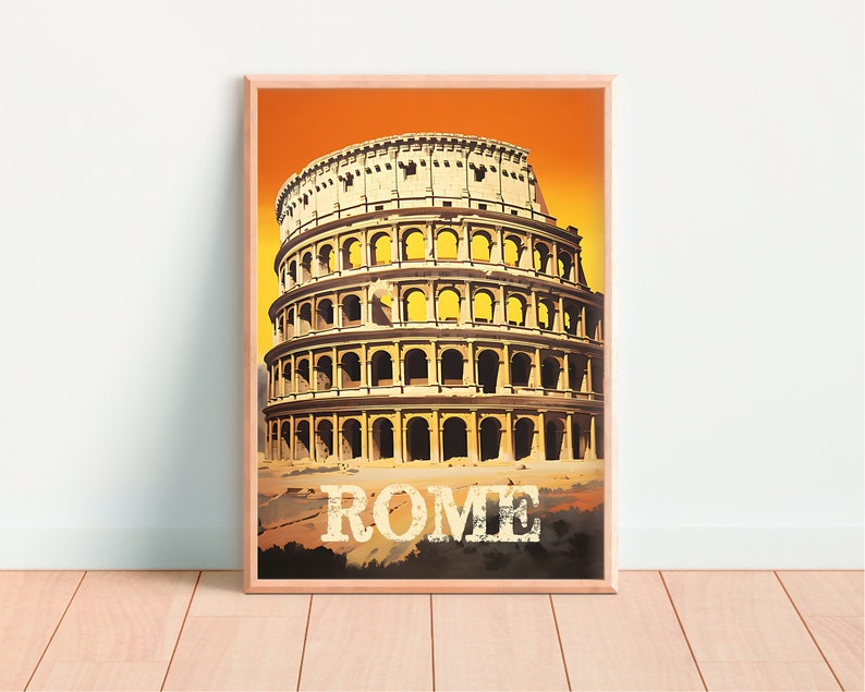 Rome Travel Poster, Italy Wall Art, Italy Print, Rome Poster, Colosseum Poster, Europe poster, Rome Art, Italy Art, Retro Rome poster