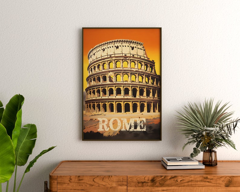 Rome Travel Poster, Italy Wall Art, Italy Print, Rome Poster, Colosseum Poster, Europe poster, Rome Art, Italy Art, Retro Rome poster