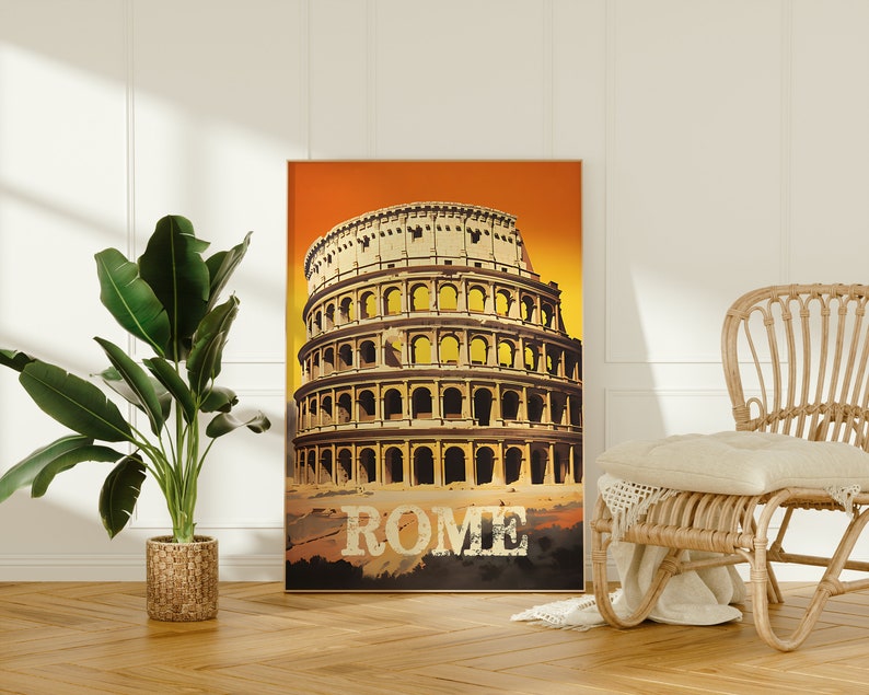 Rome Travel Poster, Italy Wall Art, Italy Print, Rome Poster, Colosseum Poster, Europe poster, Rome Art, Italy Art, Retro Rome poster