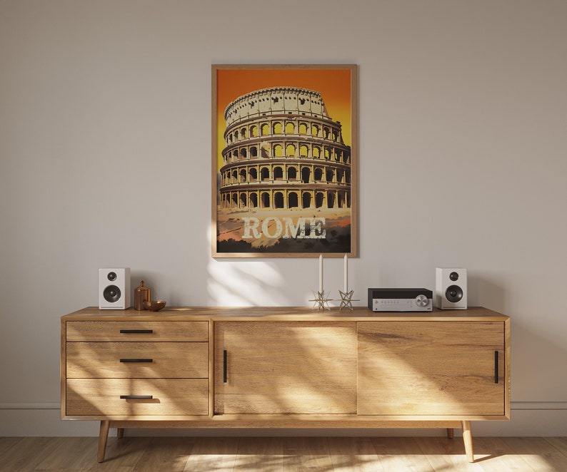 Rome Travel Poster, Italy Wall Art, Italy Print, Rome Poster, Colosseum Poster, Europe poster, Rome Art, Italy Art, Retro Rome poster
