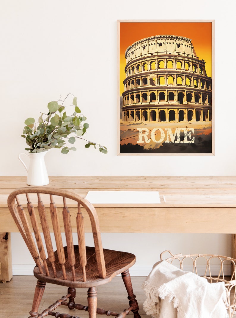 Rome Travel Poster, Italy Wall Art, Italy Print, Rome Poster, Colosseum Poster, Europe poster, Rome Art, Italy Art, Retro Rome poster