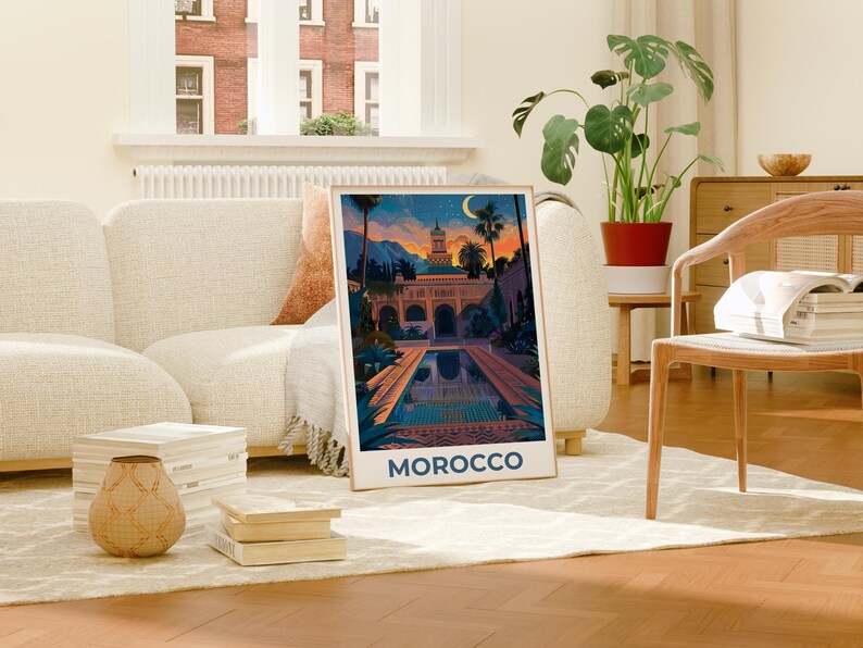 Morocco Travel Poster, Fez Print, Middle East Poster, North Africa Illustration, Landscape Poster, Scenic Poster, Home Decor, Birthday Gift