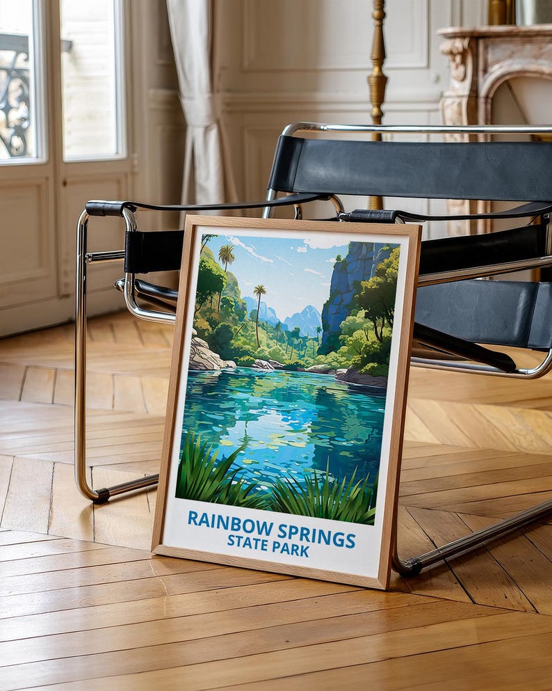 Rainbow Springs State Park Travel Print Florida Poster Natural Spring Wall Art Lake Illustration Landscape Poster Home Decor Birthday Gift