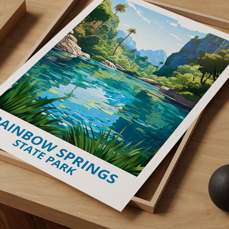 Rainbow Springs State Park Travel Print Florida Poster Natural Spring Wall Art Lake Illustration Landscape Poster Home Decor Birthday Gift