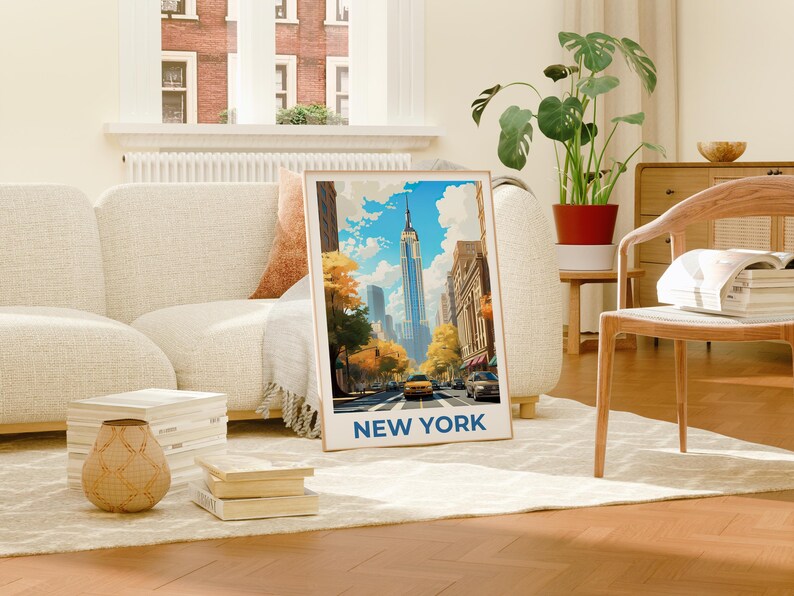 NYC Poster, New York Travel Print, New York City Poster, Manhattan Illustration, Empire State Poster, Home Decor, Birthday Gift