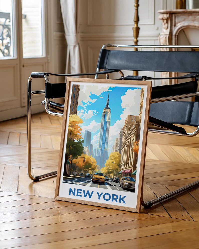 NYC Poster, New York Travel Print, New York City Poster, Manhattan Illustration, Empire State Poster, Home Decor, Birthday Gift