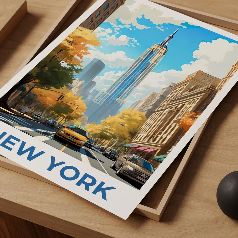 NYC Poster, New York Travel Print, New York City Poster, Manhattan Illustration, Empire State Poster, Home Decor, Birthday Gift