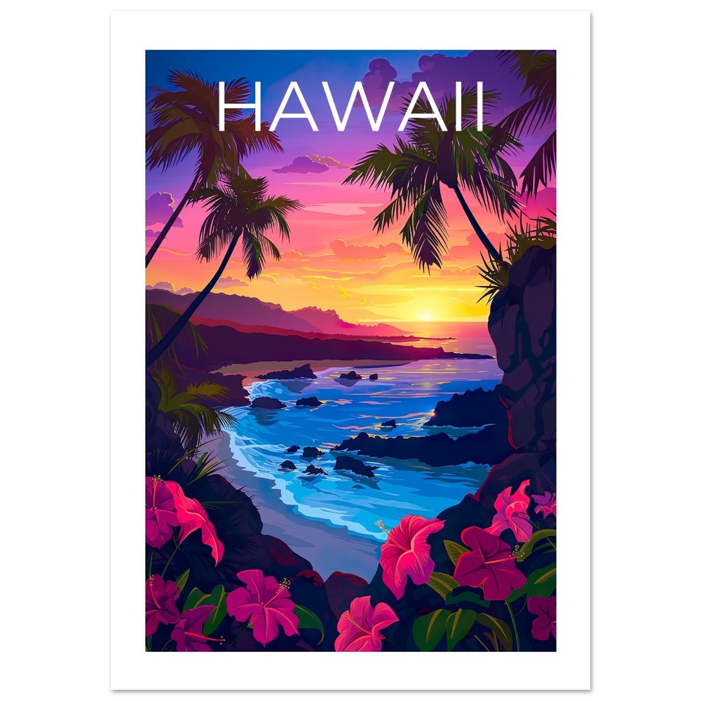 Hawaii Poster, Hawaii Print, Tropical Island Poster, Island Print, Hawaii Travel Poster, Hiking Poster, Hawaii Art