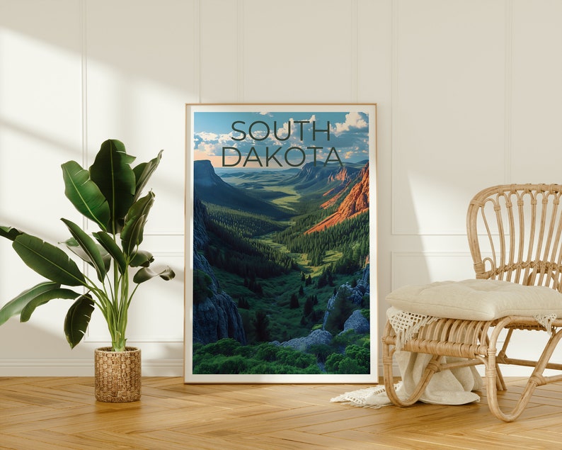 South Dakota Travel Poster, South Dakota Wall Art, South Dakota Print, South Dakota Poster, Forest Poster, South Dakota Art