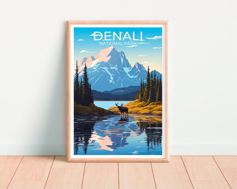 Denali National Park Poster, Denali Art, Alaska Print, Denali Poster, Alaska Art, Alaska Poster, Poster Art, Wall Decor