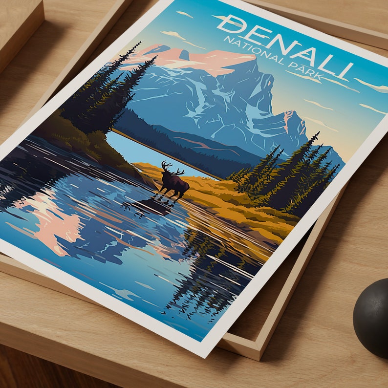 Denali National Park Poster, Denali Art, Alaska Print, Denali Poster, Alaska Art, Alaska Poster, Poster Art, Wall Decor