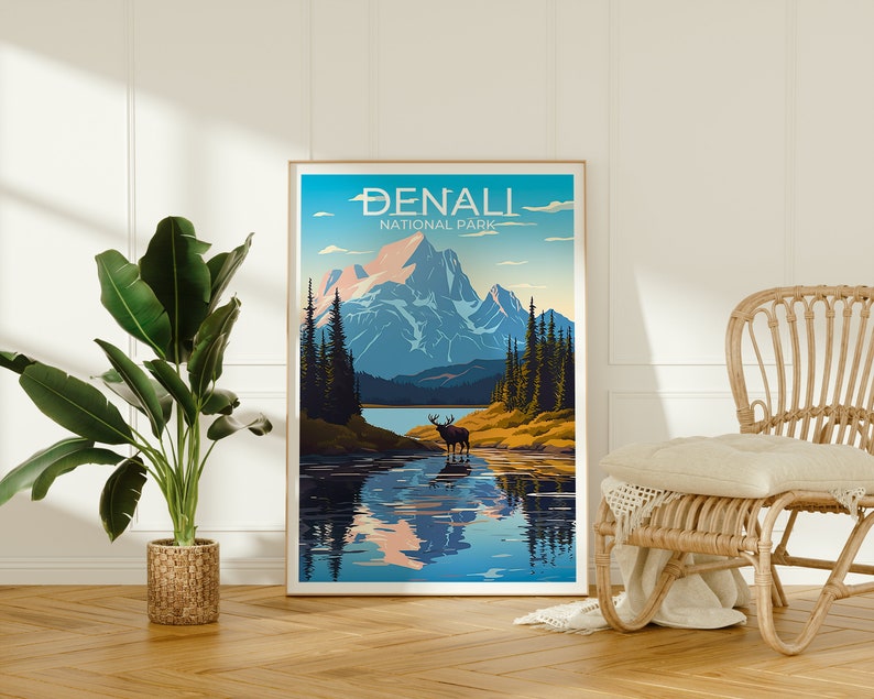 Denali National Park Poster, Denali Art, Alaska Print, Denali Poster, Alaska Art, Alaska Poster, Poster Art, Wall Decor