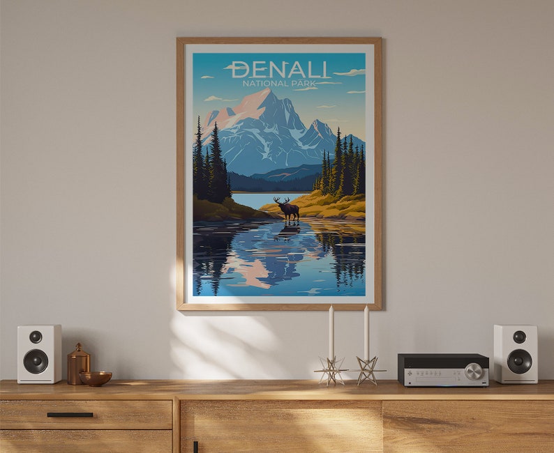 Denali National Park Poster, Denali Art, Alaska Print, Denali Poster, Alaska Art, Alaska Poster, Poster Art, Wall Decor