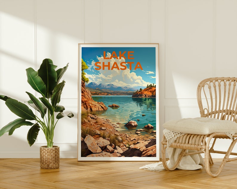 Lake Shasta Travel Poster, California Wall Art, California Print, Lake Shasta Poster, California Poster, Nature Poster, Lake Shasta Art