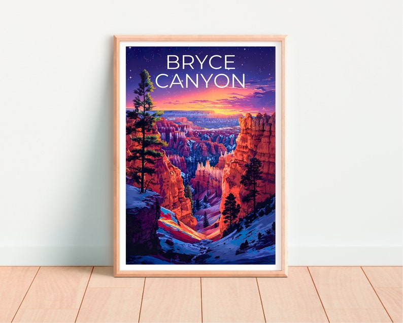 Affiche du parc national de Bryce Canyon, impression de Bryce Canyon, affiche de l'Utah, impression de l'Utah, affiche de voyage de l'Utah, art du canyon, art de Bryce Canyon