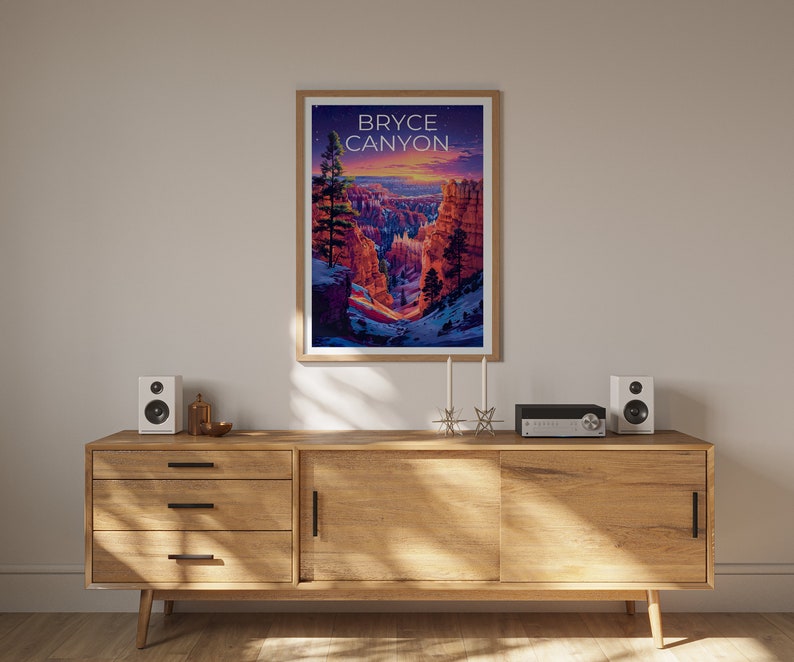 Affiche du parc national de Bryce Canyon, impression de Bryce Canyon, affiche de l'Utah, impression de l'Utah, affiche de voyage de l'Utah, art du canyon, art de Bryce Canyon