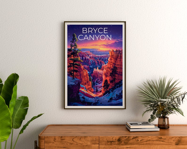 Affiche du parc national de Bryce Canyon, impression de Bryce Canyon, affiche de l'Utah, impression de l'Utah, affiche de voyage de l'Utah, art du canyon, art de Bryce Canyon