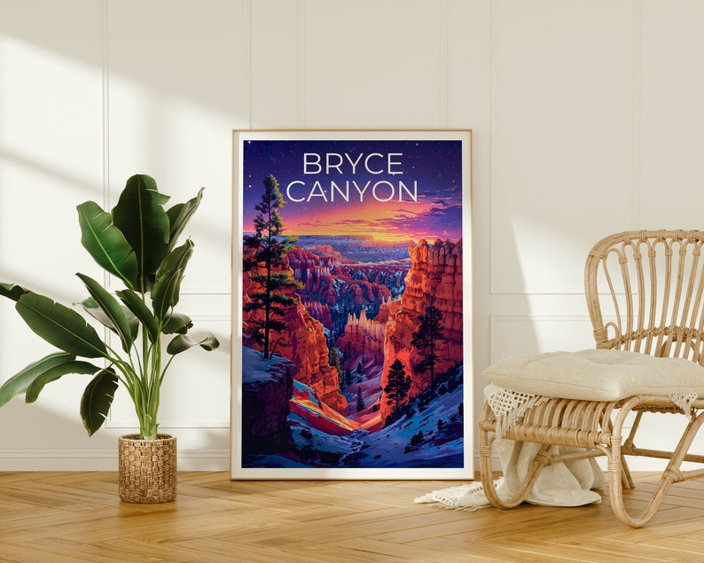 Affiche du parc national de Bryce Canyon, impression de Bryce Canyon, affiche de l'Utah, impression de l'Utah, affiche de voyage de l'Utah, art du canyon, art de Bryce Canyon