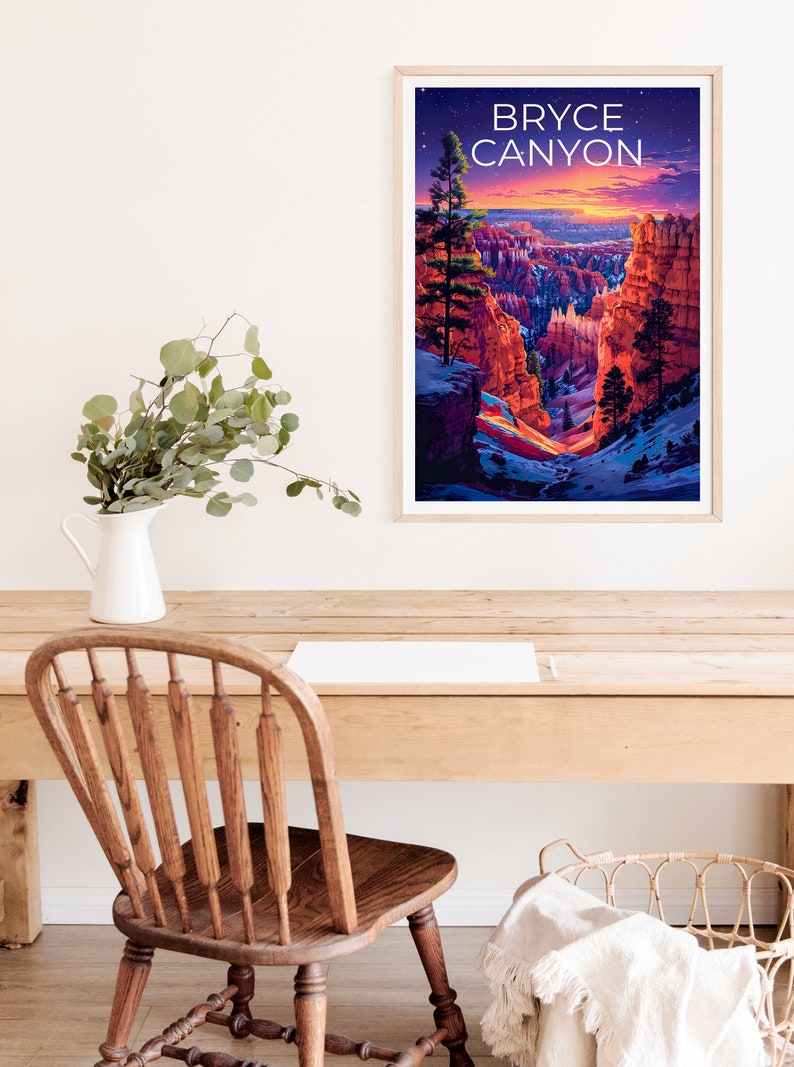 Affiche du parc national de Bryce Canyon, impression de Bryce Canyon, affiche de l'Utah, impression de l'Utah, affiche de voyage de l'Utah, art du canyon, art de Bryce Canyon