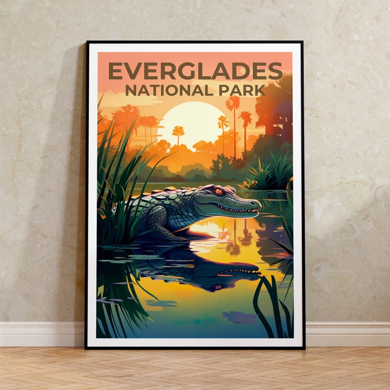 Everglades Travel Poster, Florida Wall Art, Florida Print, Everglades Poster, Florida Poster, Alligator Poster, Everglades Art