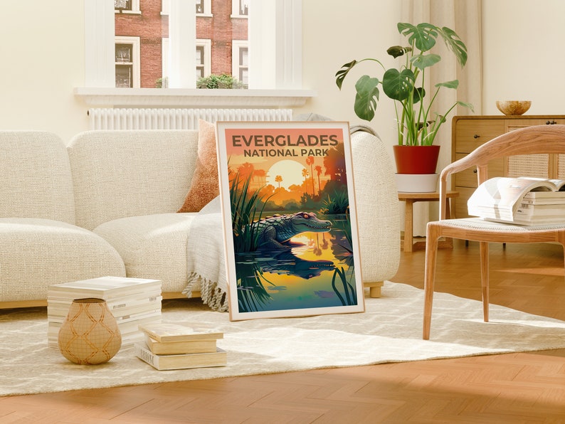 Everglades Travel Poster, Florida Wall Art, Florida Print, Everglades Poster, Florida Poster, Alligator Poster, Everglades Art