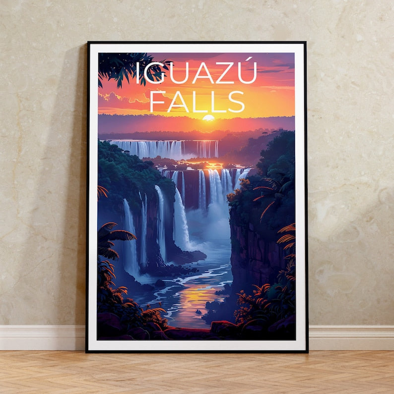 Iguazú Falls Poster, Iguazú Falls Print, Brazil Art, Argentina Print, Iguazú Falls Travel Poster, Iguazu Falls Poster, Waterfall Poster