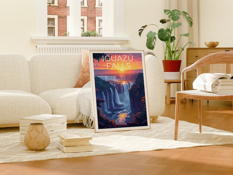 Iguazú Falls Poster, Iguazú Falls Print, Brazil Art, Argentina Print, Iguazú Falls Travel Poster, Iguazu Falls Poster, Waterfall Poster