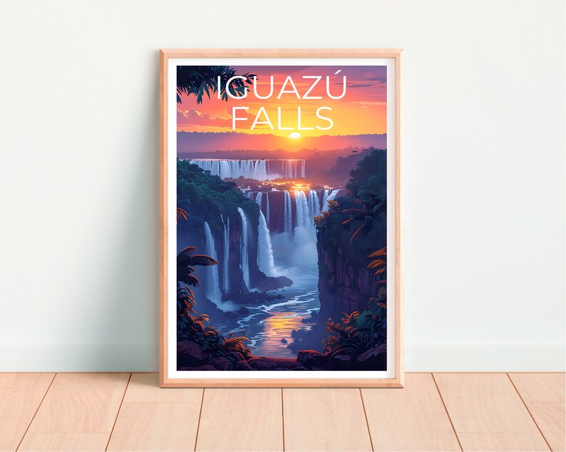 Iguazú Falls Poster, Iguazú Falls Print, Brazil Art, Argentina Print, Iguazú Falls Travel Poster, Iguazu Falls Poster, Waterfall Poster
