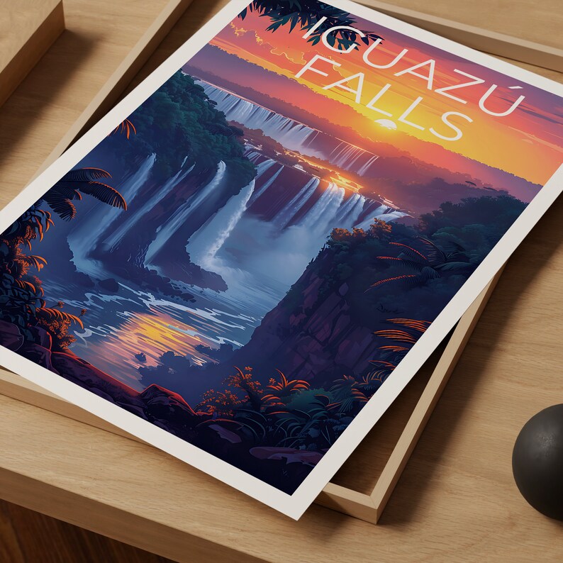 Iguazú Falls Poster, Iguazú Falls Print, Brazil Art, Argentina Print, Iguazú Falls Travel Poster, Iguazu Falls Poster, Waterfall Poster