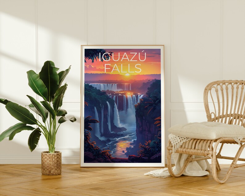 Iguazú Falls Poster, Iguazú Falls Print, Brazil Art, Argentina Print, Iguazú Falls Travel Poster, Iguazu Falls Poster, Waterfall Poster