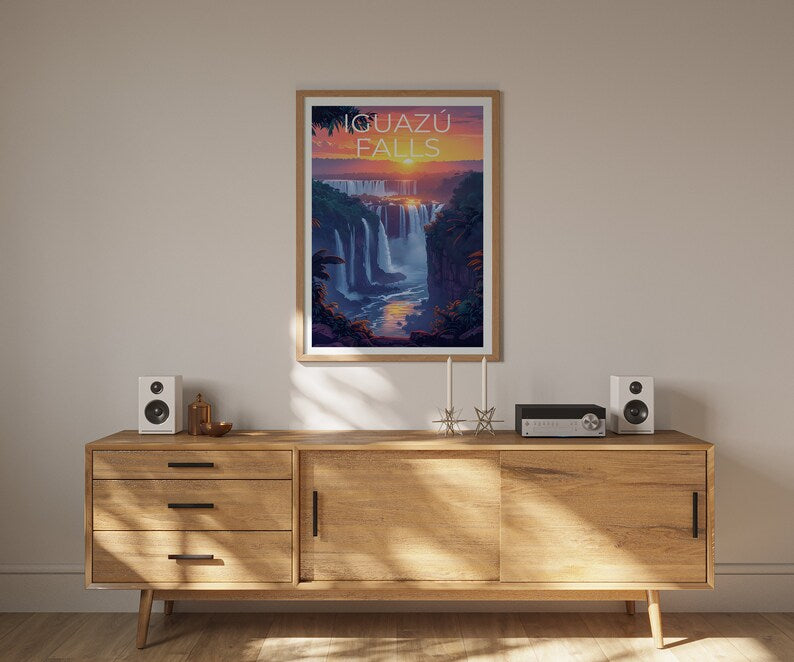 Iguazú Falls Poster, Iguazú Falls Print, Brazil Art, Argentina Print, Iguazú Falls Travel Poster, Iguazu Falls Poster, Waterfall Poster
