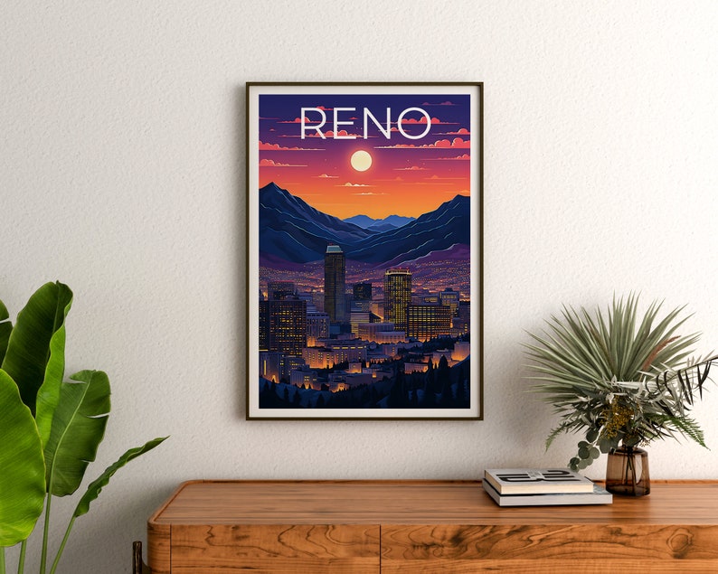Reno Travel Poster, Nevada Wall Art, Nevada Print, Reno Poster, Nevada Poster, Reno Poster, Reno Art
