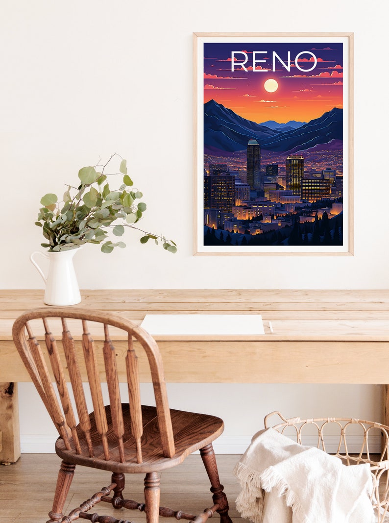 Reno Travel Poster, Nevada Wall Art, Nevada Print, Reno Poster, Nevada Poster, Reno Poster, Reno Art