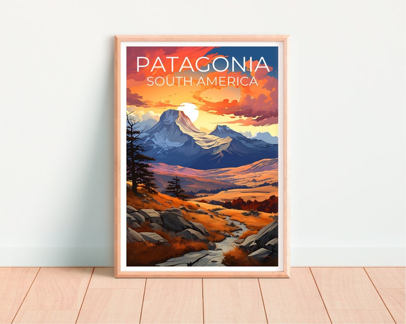 Patagonia Travel Poster, Argentina Wall Art, Chile Print, Patagonia Poster, Argentina Poster, Chile Poster, Patagonia Art