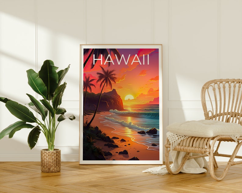 Hawaii Travel Poster, Maui Wall Art, Maui Print, Hawaii Poster, Island Print, Beach Poster, Hawaii Print
