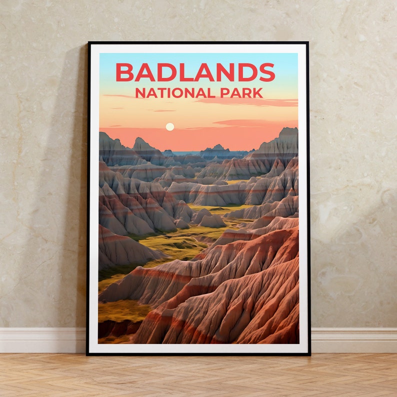 Badlands Travel Poster, South Dakota Art, South Dakota Print, Badlands Poster, National Park Poster, Nature Poster, Badlands Art