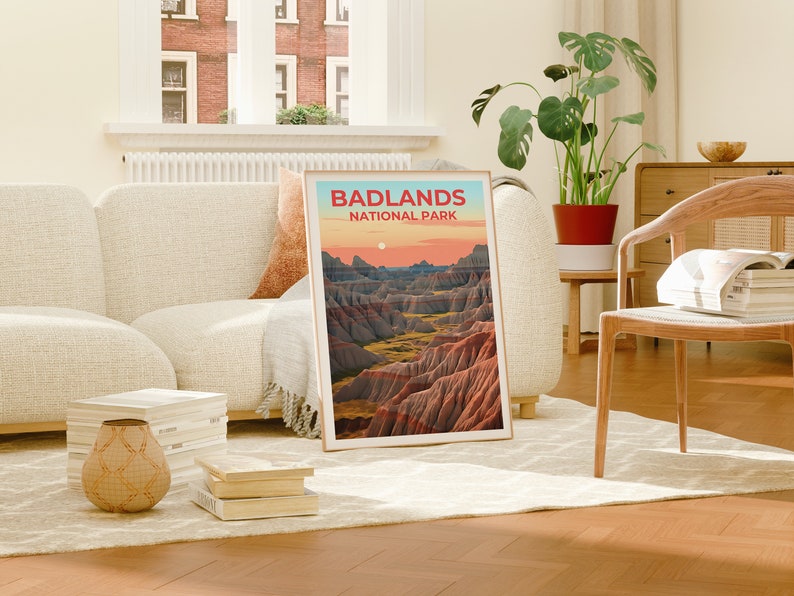 Badlands Travel Poster, South Dakota Art, South Dakota Print, Badlands Poster, National Park Poster, Nature Poster, Badlands Art