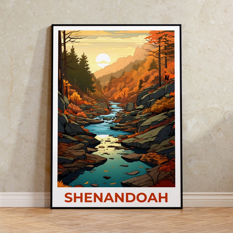Affiche de voyage de Shenandoah, art mural de Virginie, impression de Virginie, affiche de Shenandoah, affiche de Virginie, affiche de forêt, art de Shenandoah