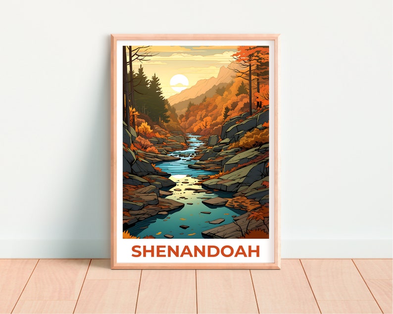 Affiche de voyage de Shenandoah, art mural de Virginie, impression de Virginie, affiche de Shenandoah, affiche de Virginie, affiche de forêt, art de Shenandoah