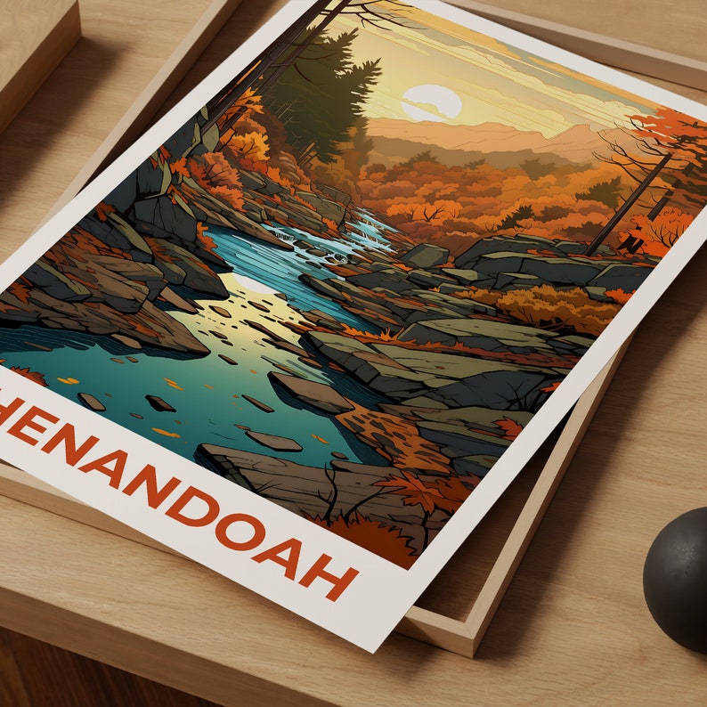 Affiche de voyage de Shenandoah, art mural de Virginie, impression de Virginie, affiche de Shenandoah, affiche de Virginie, affiche de forêt, art de Shenandoah