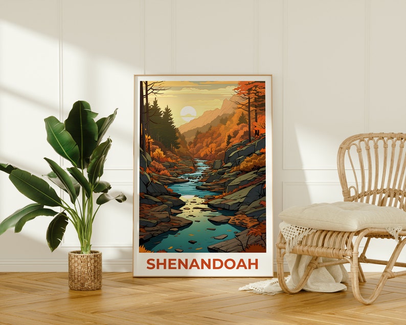 Affiche de voyage de Shenandoah, art mural de Virginie, impression de Virginie, affiche de Shenandoah, affiche de Virginie, affiche de forêt, art de Shenandoah