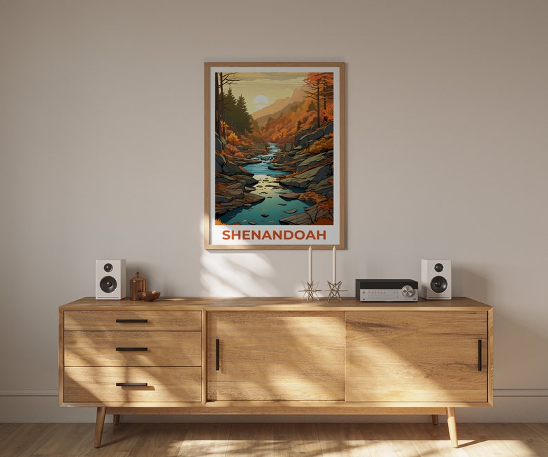 Affiche de voyage de Shenandoah, art mural de Virginie, impression de Virginie, affiche de Shenandoah, affiche de Virginie, affiche de forêt, art de Shenandoah