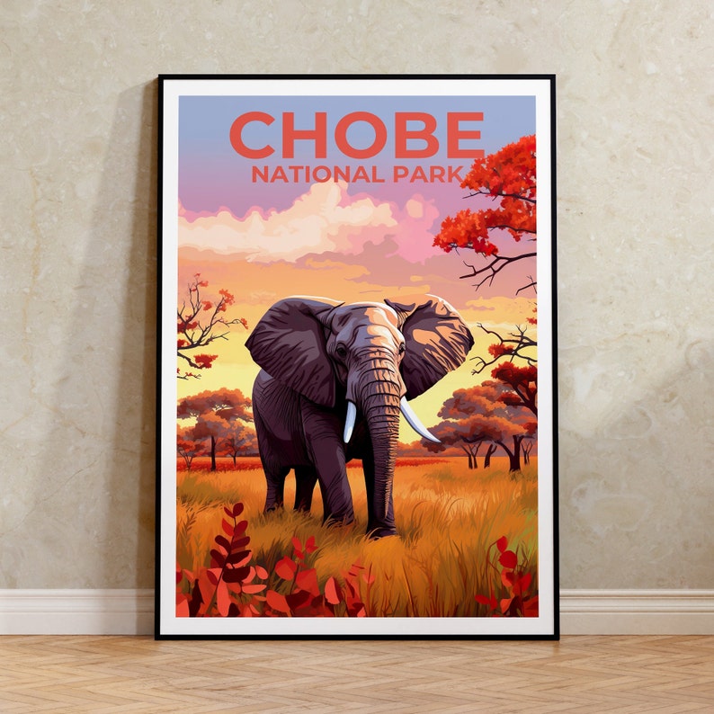 Chobe National Park Poster, Botswana Print, Botswana Art, Elephant Print, Safari Poster, Africa Poster, Chobe Print