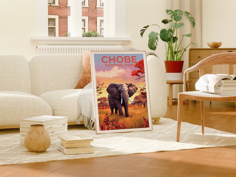 Chobe National Park Poster, Botswana Print, Botswana Art, Elephant Print, Safari Poster, Africa Poster, Chobe Print