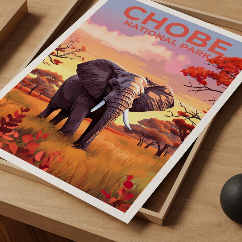 Chobe National Park Poster, Botswana Print, Botswana Art, Elephant Print, Safari Poster, Africa Poster, Chobe Print