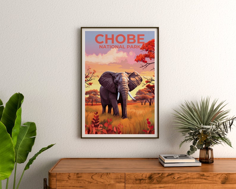 Chobe National Park Poster, Botswana Print, Botswana Art, Elephant Print, Safari Poster, Africa Poster, Chobe Print