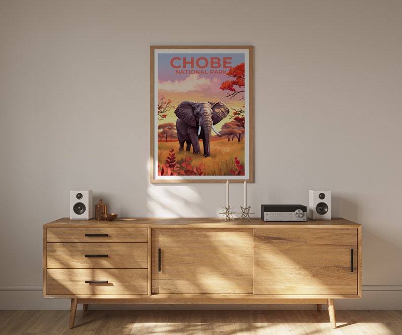 Chobe National Park Poster, Botswana Print, Botswana Art, Elephant Print, Safari Poster, Africa Poster, Chobe Print
